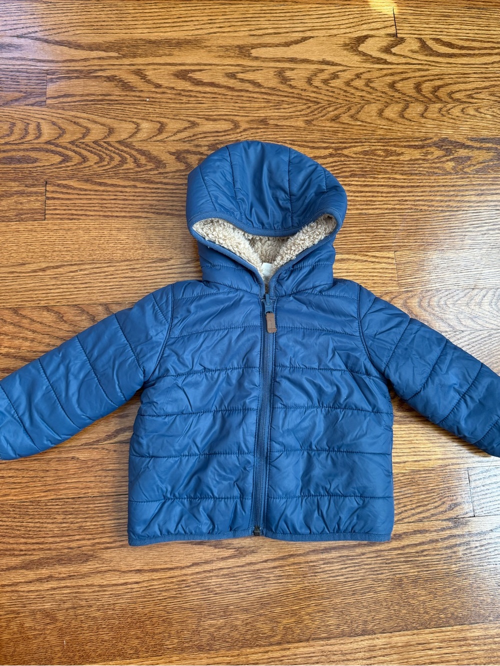 Carter’s Baby Boy Sherpa Lined Hooded Puffer Jacket Slate Blue 12M